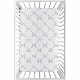 Ballerina and Ballet Bows Purple Collection Mini Crib Sheet