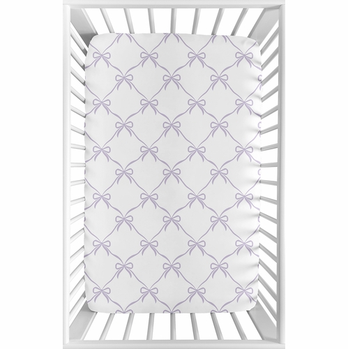 Ballerina and Ballet Bows Purple Collection Mini Crib Sheet
