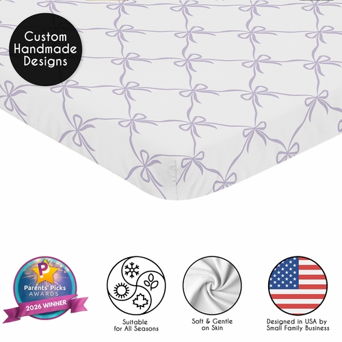 Ballerina and Ballet Bows Purple Collection Mini Crib Sheet - alt image 1