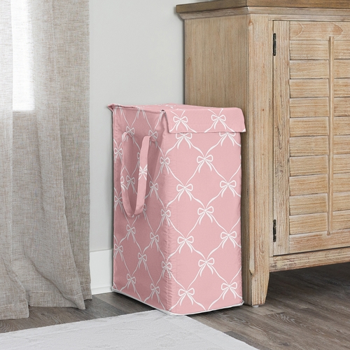 Ballerina and Ballet Pink Bows Collection Laundry Hamper with Handles - alt image 1