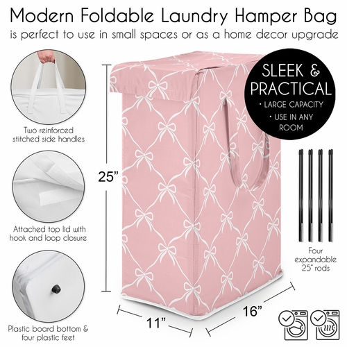 Ballerina and Ballet Pink Bows Collection Laundry Hamper with Handles - alt image 4