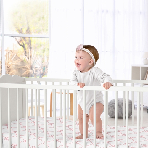 Ballerina and Bows Collection Crib Sheet - Bow Print - alt image 1