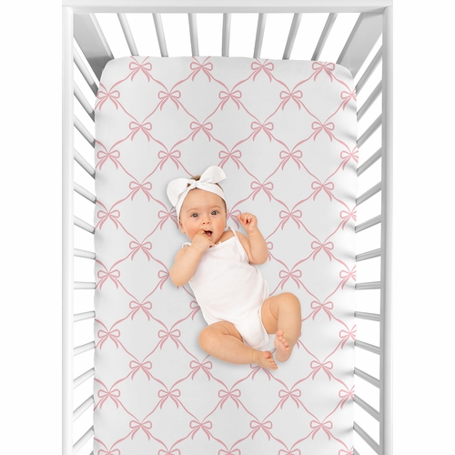 Ballerina and Bows Collection Crib Sheet - Bow Print - alt image 3