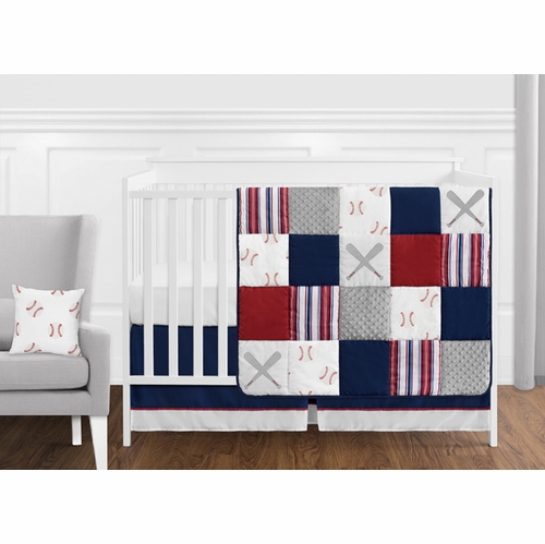 Baseball Patch Collection 11 Piece Bumperless Crib Bedding