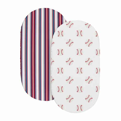 Baseball Patch Collection 2 Pack Baby Bassinet Fitted Sheets - alt image 1
