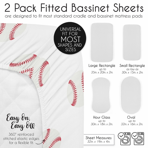 Baseball Patch Collection 2 Pack Baby Bassinet Fitted Sheets - alt image 5