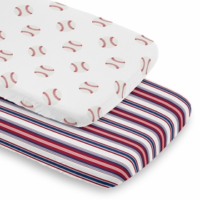 Baseball Patch Collection 2 Pack Baby Bassinet Fitted Sheets