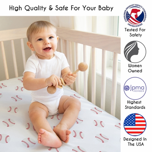 Baseball Patch Collection 3 Pack Crib Sheets - alt image 1