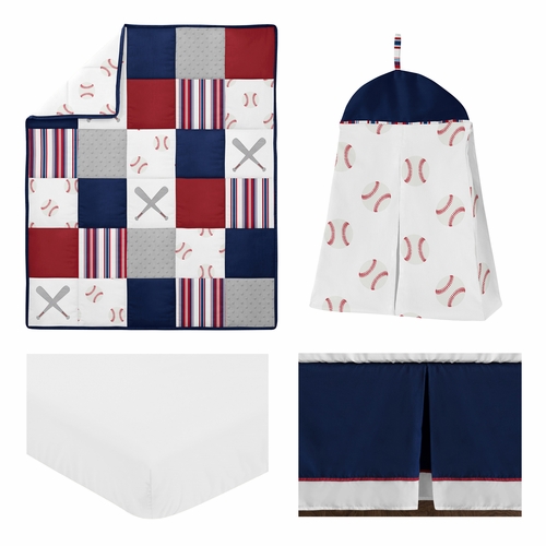 Baseball Patch Collection 4 Piece Bumperless Crib Bedding - alt image 1