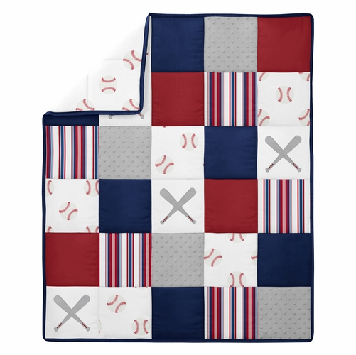 Baseball Patch Collection 4 Piece Bumperless Crib Bedding - alt image 2