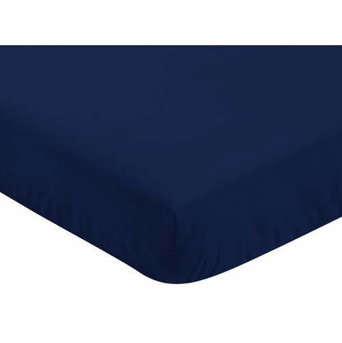 Baseball Patch Collection Crib Sheet - Solid Navy Blue - alt image 2