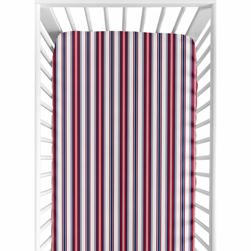 Baseball Patch Collection Crib Sheet - Striped