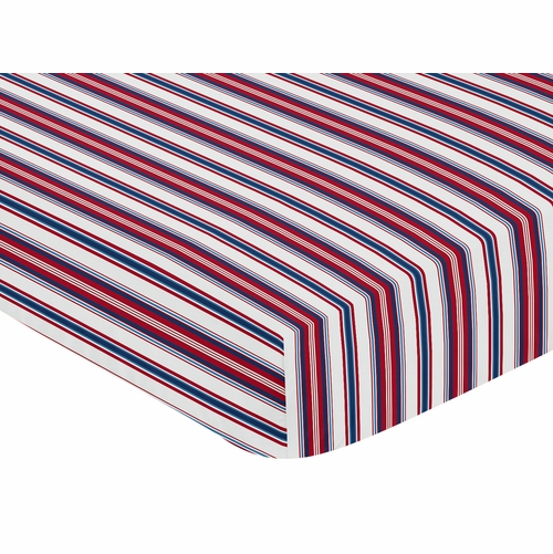 Baseball Patch Collection Crib Sheet - Striped - alt image 2