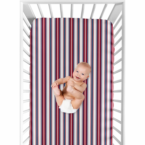 Baseball Patch Collection Crib Sheet - Striped - alt image 3
