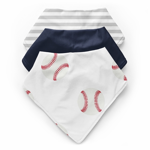 Baseball Patch Collection Fabric Bandana Baby Bibs - 3 Pack Set