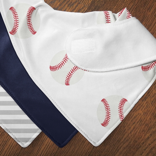 Baseball Patch Collection Fabric Bandana Baby Bibs - 3 Pack Set - alt image 4