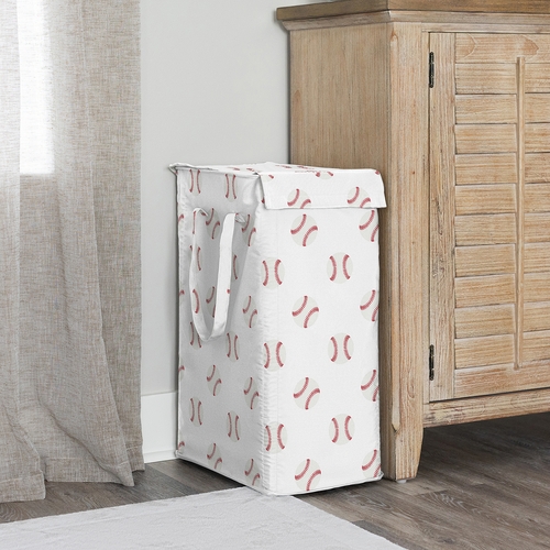 Baseball Patch Collection Laundry Hamper with Handles - alt image 1