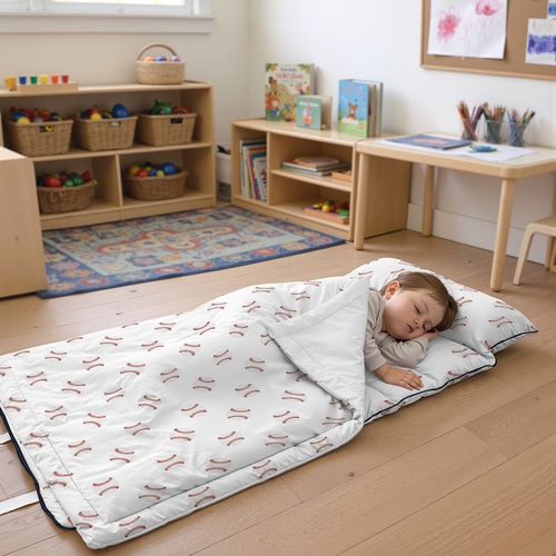 Baseball Patch Collection Lightweight Toddler Nap Mat with Pillow - alt image 1