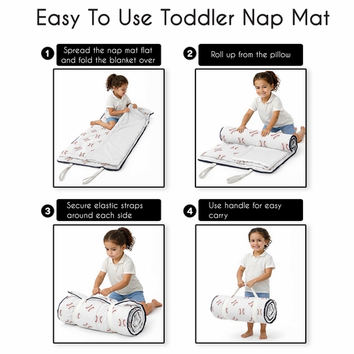 Baseball Patch Collection Lightweight Toddler Nap Mat with Pillow - alt image 3