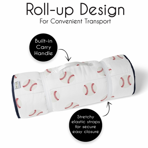 Baseball Patch Collection Lightweight Toddler Nap Mat with Pillow - alt image 4