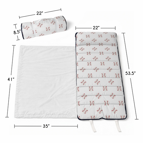 Baseball Patch Collection Lightweight Toddler Nap Mat with Pillow - alt image 2