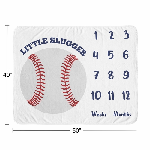 Baseball Patch Collection Monthly Milestone Baby Blanket - alt image 3