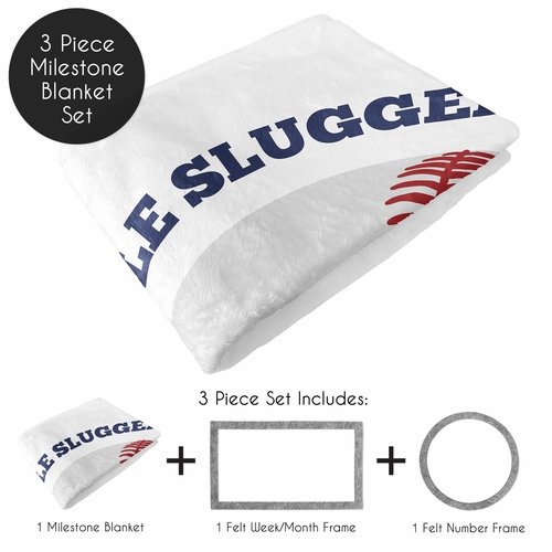 Baseball Patch Collection Monthly Milestone Baby Blanket - alt image 1