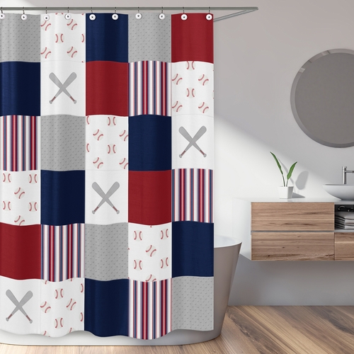 Baseball Patch Collection Shower Curtain - alt image 1