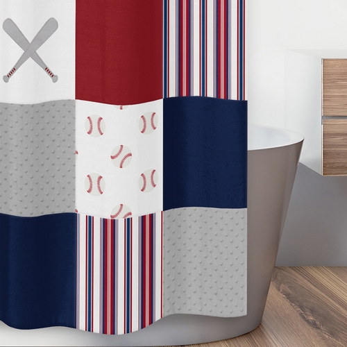 Baseball Patch Collection Shower Curtain - alt image 2