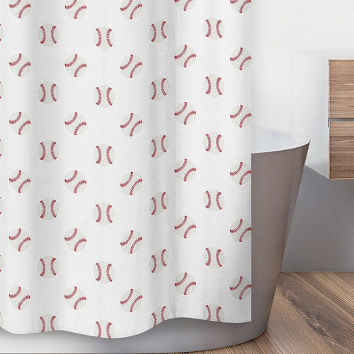 Baseball Patch Collection Shower Curtain - Baseball Print - alt image 2
