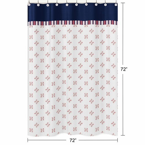Baseball Patch Collection Shower Curtain - Baseball Print - alt image 4
