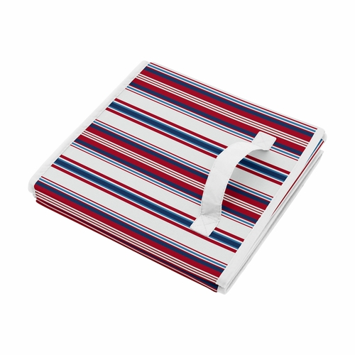 Baseball Patch Collection Stripe Print Fabric Toy Bin Storage - alt image 3