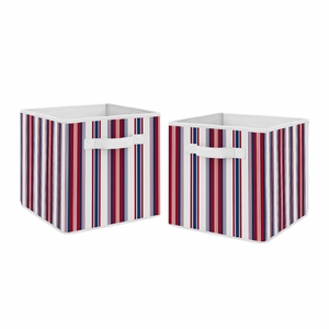 Baseball Patch Collection Stripe Print Foldable Fabric Storage Bins
