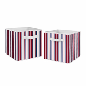 Baseball Patch Collection Stripe Print Foldable Fabric Storage Bins