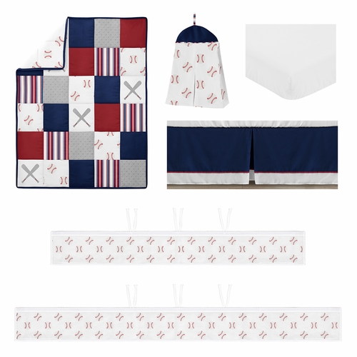 Baseball Patch Collection Sweet Jojo Designs 6 Piece Crib Bedding + BreathableBaby Breathable Mesh Liner - alt image 1