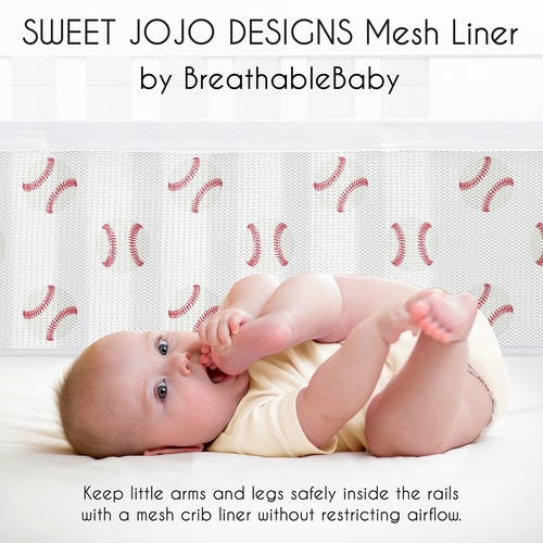 Baseball Patch Collection Sweet Jojo Designs + BreathableBaby Breathable Mesh Crib Liner - alt image 2
