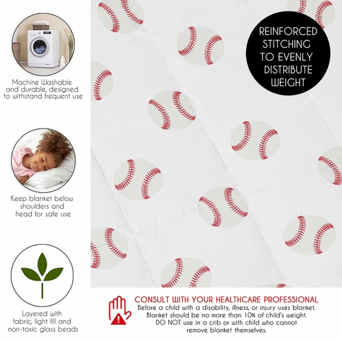 Baseball Patch Collection Toddler 5lbs Weighted Blanket for Kids - alt image 5