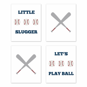 Baseball Patch Collection Wall Art Prints - Set of 4