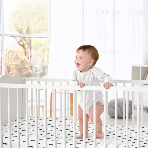 Bear Mountain Collection Crib Sheet - Triangle Tree Print - alt image 1