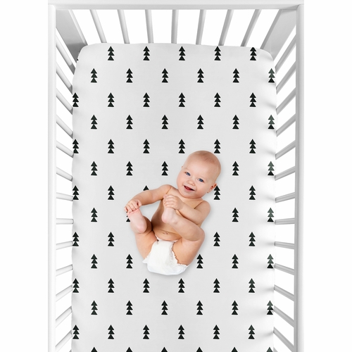 Bear Mountain Collection Crib Sheet - Triangle Tree Print - alt image 3