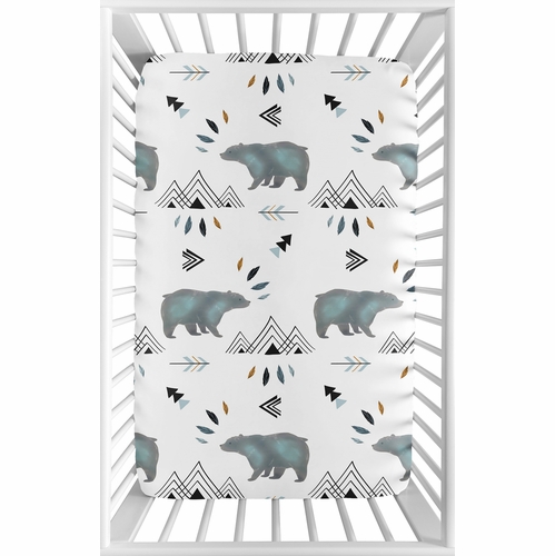 Bear Mountain Collection Mini Crib Sheet - alt image 1