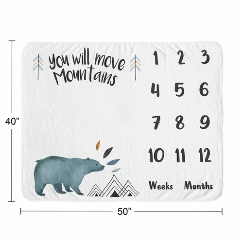 Bear Mountain Collection Monthly Milestone Baby Blanket - alt image 3
