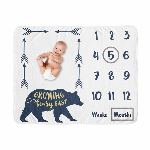 Big Bear Collection Monthly Milestone Baby Blanket
