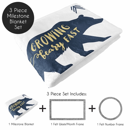 Big Bear Collection Monthly Milestone Baby Blanket - alt image 1