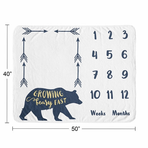 Big Bear Collection Monthly Milestone Baby Blanket - alt image 3
