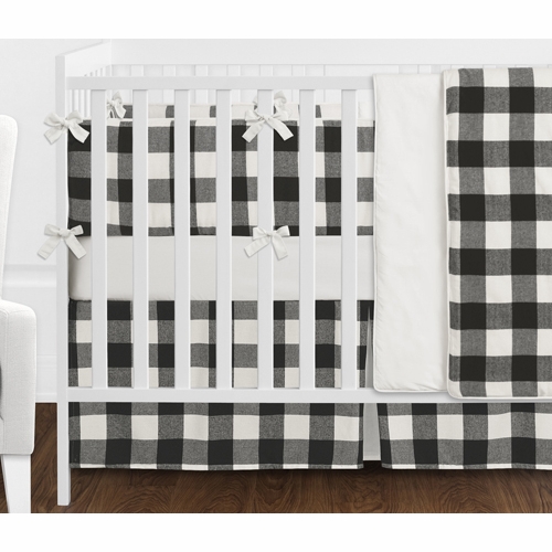 Black and White Buffalo Check 9 Piece Crib Bedding Collection - alt image 1