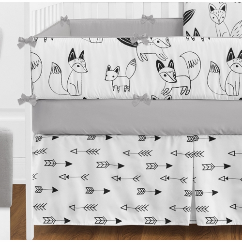 Black and White Fox 9 Piece Crib Bedding Collection - alt image 2