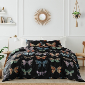Black Butterfly Collection Queen Duvet Cover Bedding Set