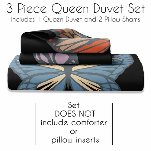 Black Butterfly Collection Queen Duvet Cover Bedding Set - alt image 4