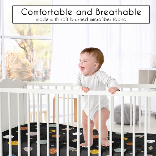 Black Space Galaxy Collection Crib Sheet - alt image 1